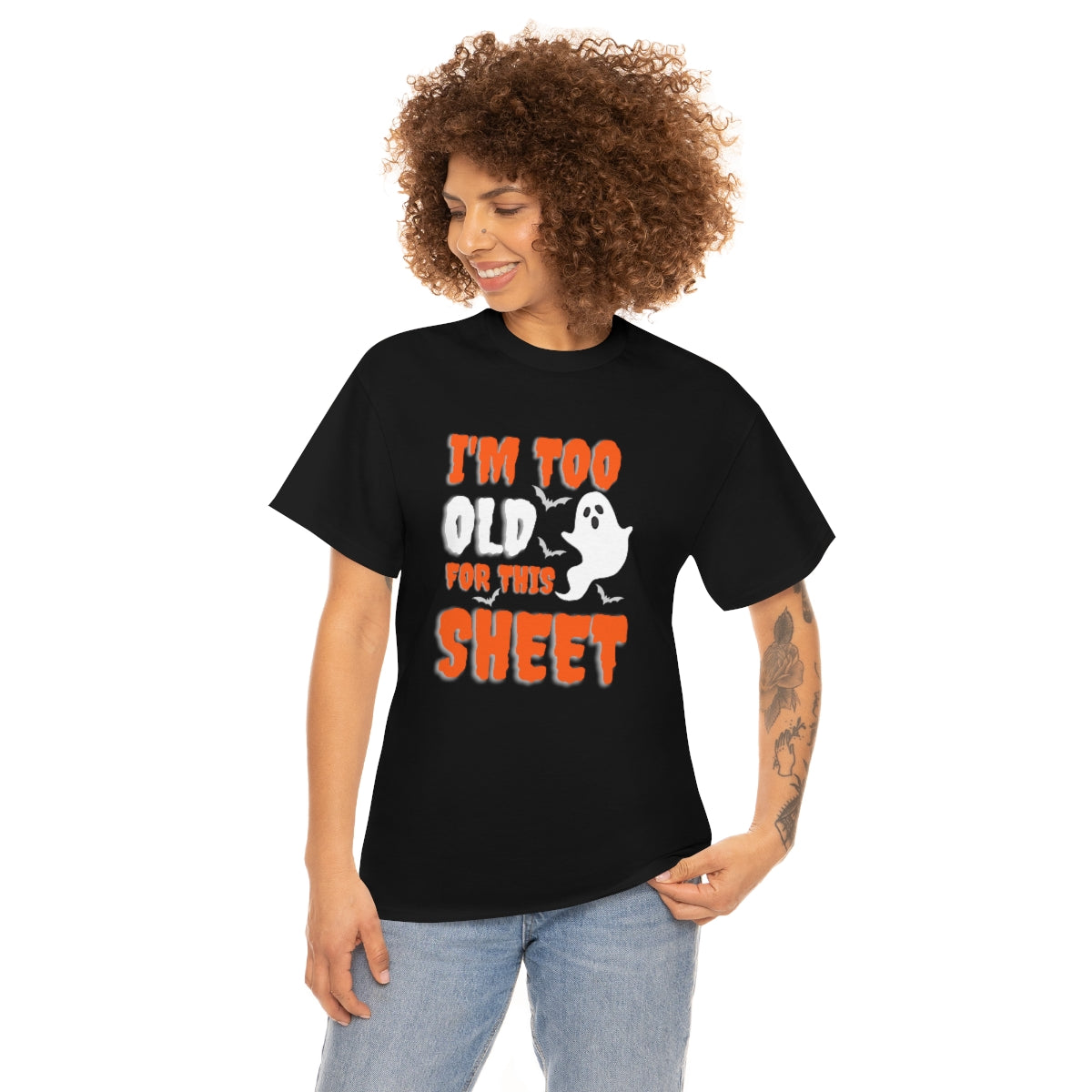 I'm Too Old for This Sheet Funny Halloween / Unisex Heavy Cotton Tee