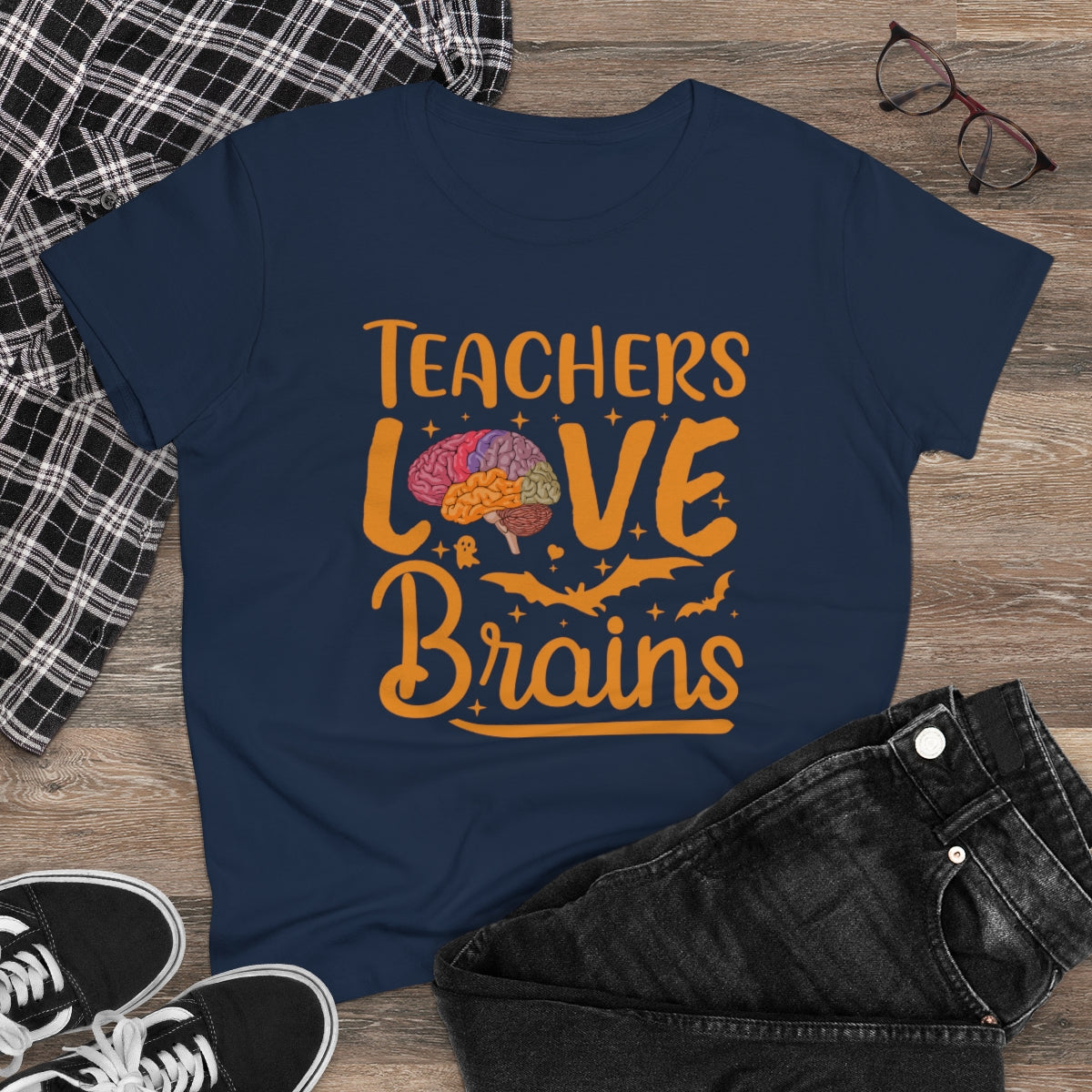Teachers Love Brains / Women's Midweight Cotton Tee